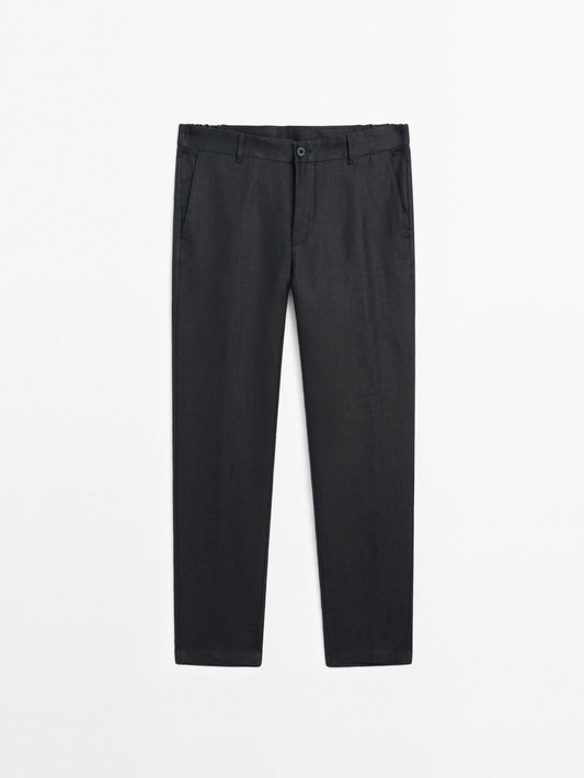 100% linen tapered fit trousers