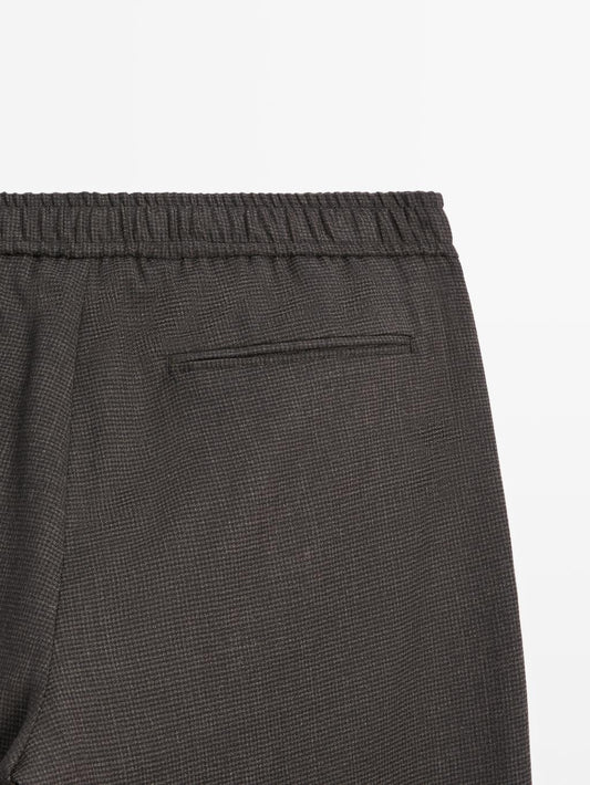 Houndstooth wool blend trousers