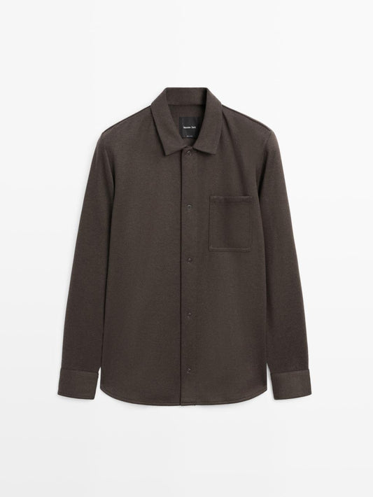 Snap-button overshirt with pocket detail