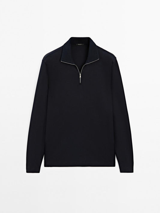 Mock neck quarter zip polo shirt