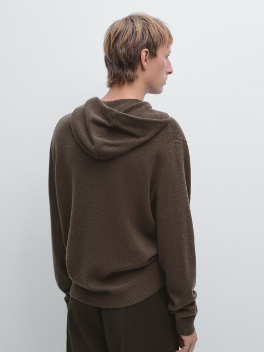 Knit sweater with hood