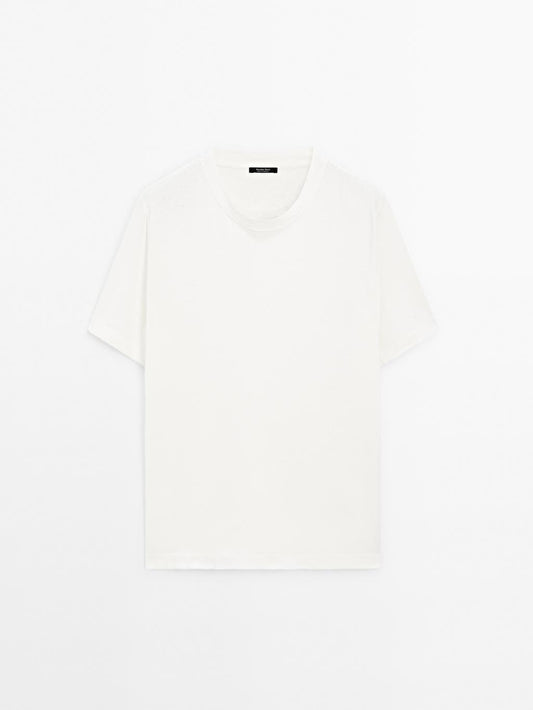 Short sleeve linen blend T-shirt