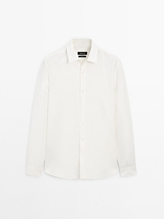 Regular fit linen blend shirt