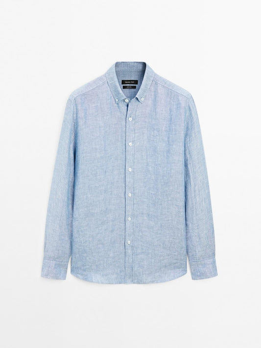 100% linen regular fit Oxford shirt