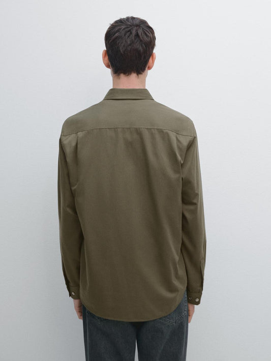 Regular fit cotton blend shirt