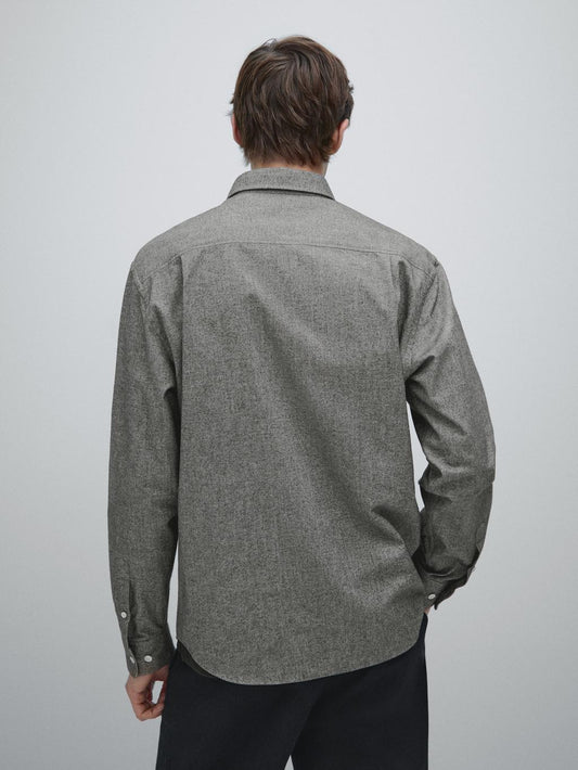 Regular fit melange Oxford shirt