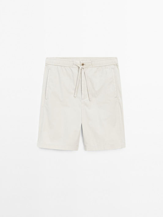 Jogger-fit poplin Bermuda shorts
