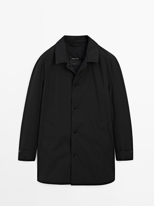 Water-repellent fabric trench coat