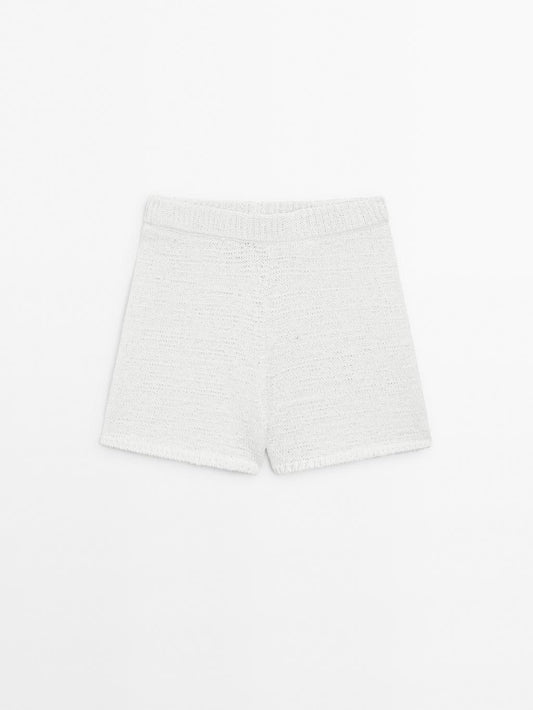 Cotton blend knit shorts