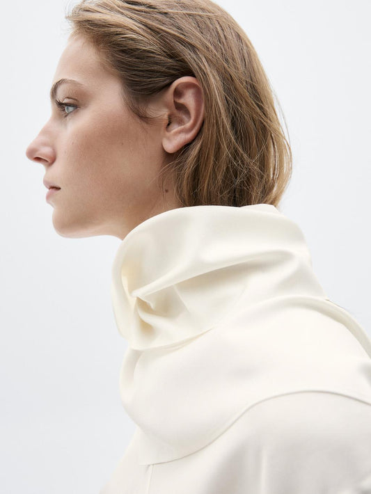 Silk blend blouse with tie detail - LIMITED