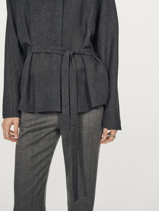 Felt texture shirt with tie detail