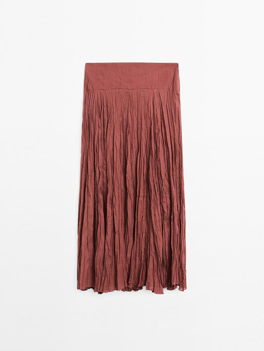 Long 100% cotton pleated skirt