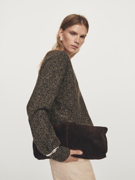 Mouline V-neck knit jumper