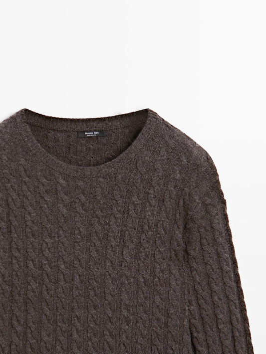 Wool blend cable-knit sweater