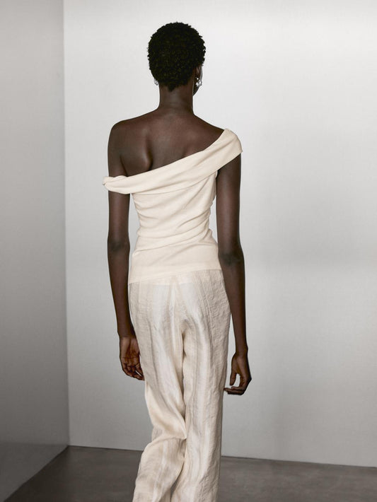 Draped strapless top