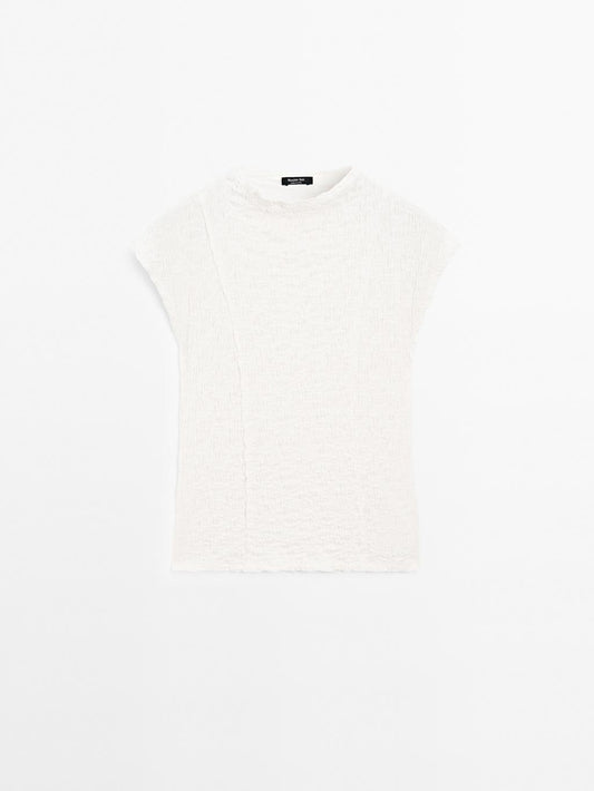 Sleeveless top with gathered detail