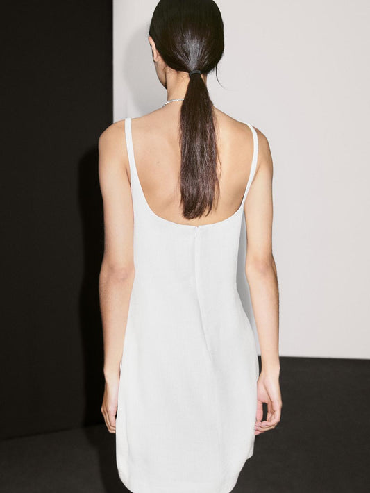 Strappy linen blend mini dress