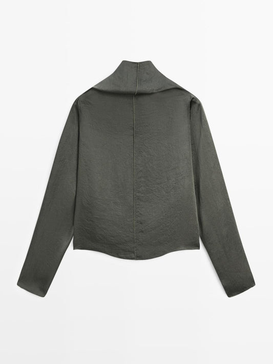 Flowing short satin blouse - STUDIO