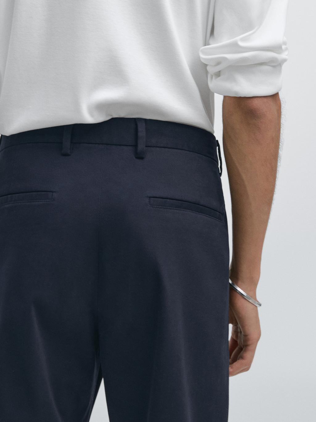 100% cotton slim fit trousers