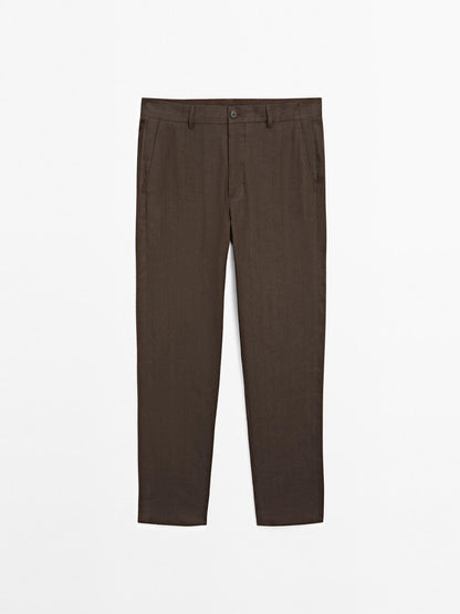 Straight-leg pinstripe trousers