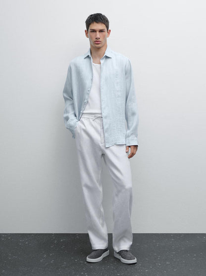 100% linen jogger fit trousers