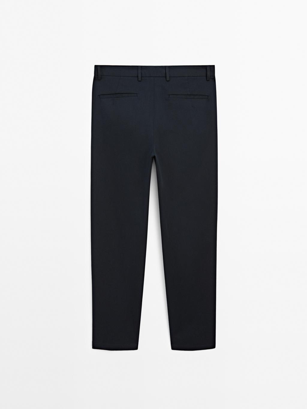 Cotton blend tapered fit trousers