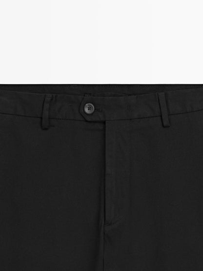 Cotton blend slim fit trousers