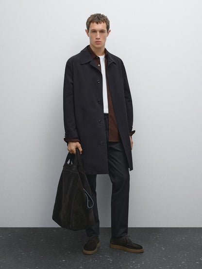 Cotton blend slim fit trousers