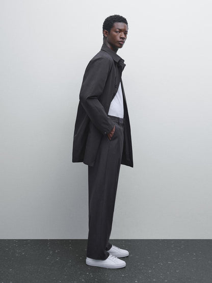 Wool blend jogger fit trousers