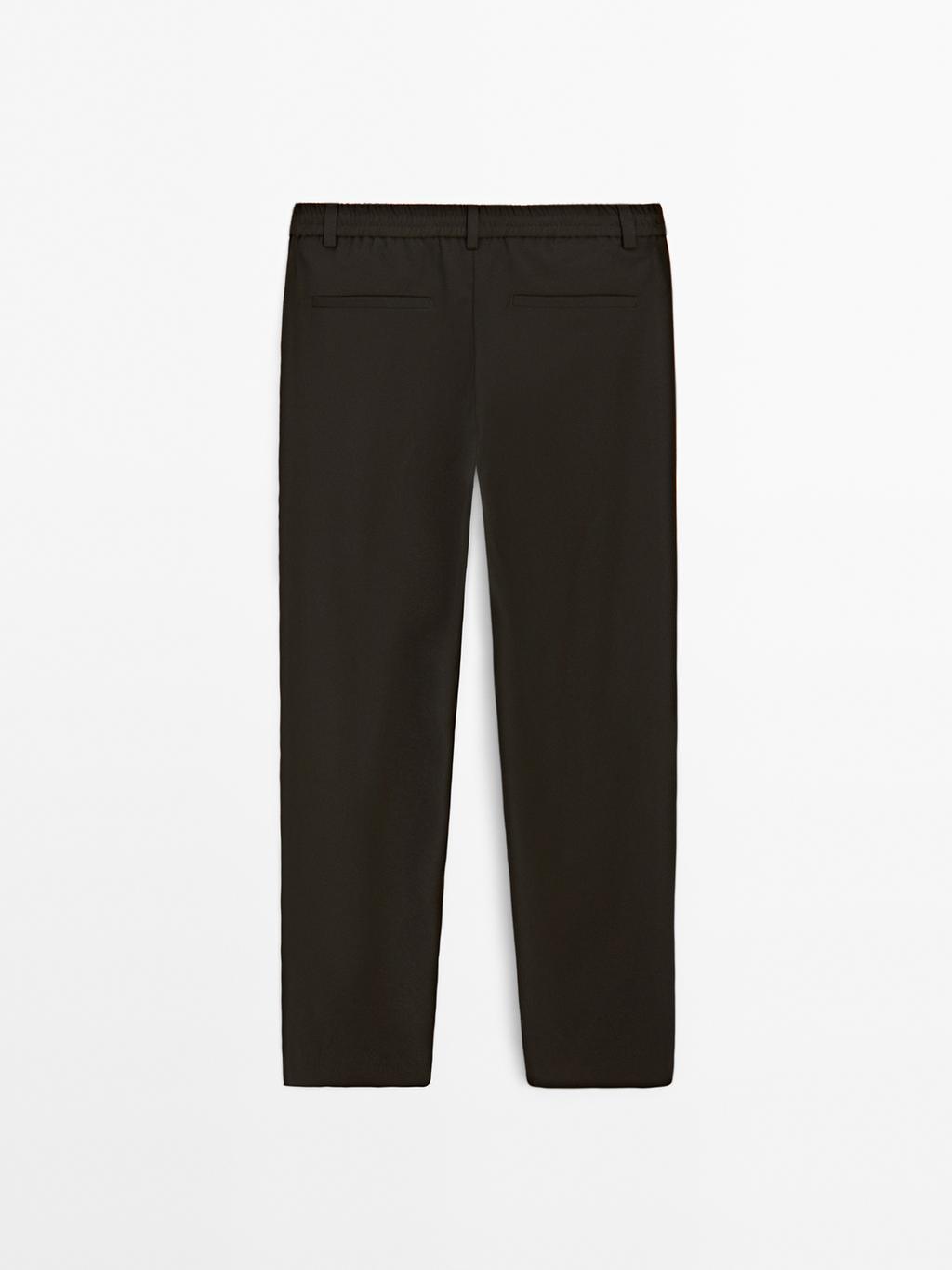 Wool blend jogger fit trousers