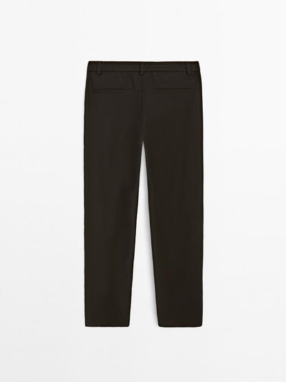 Wool blend jogger fit trousers