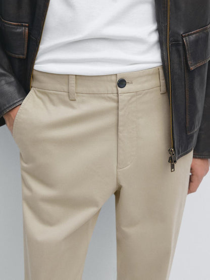 Slim fit trousers with elastic side detail