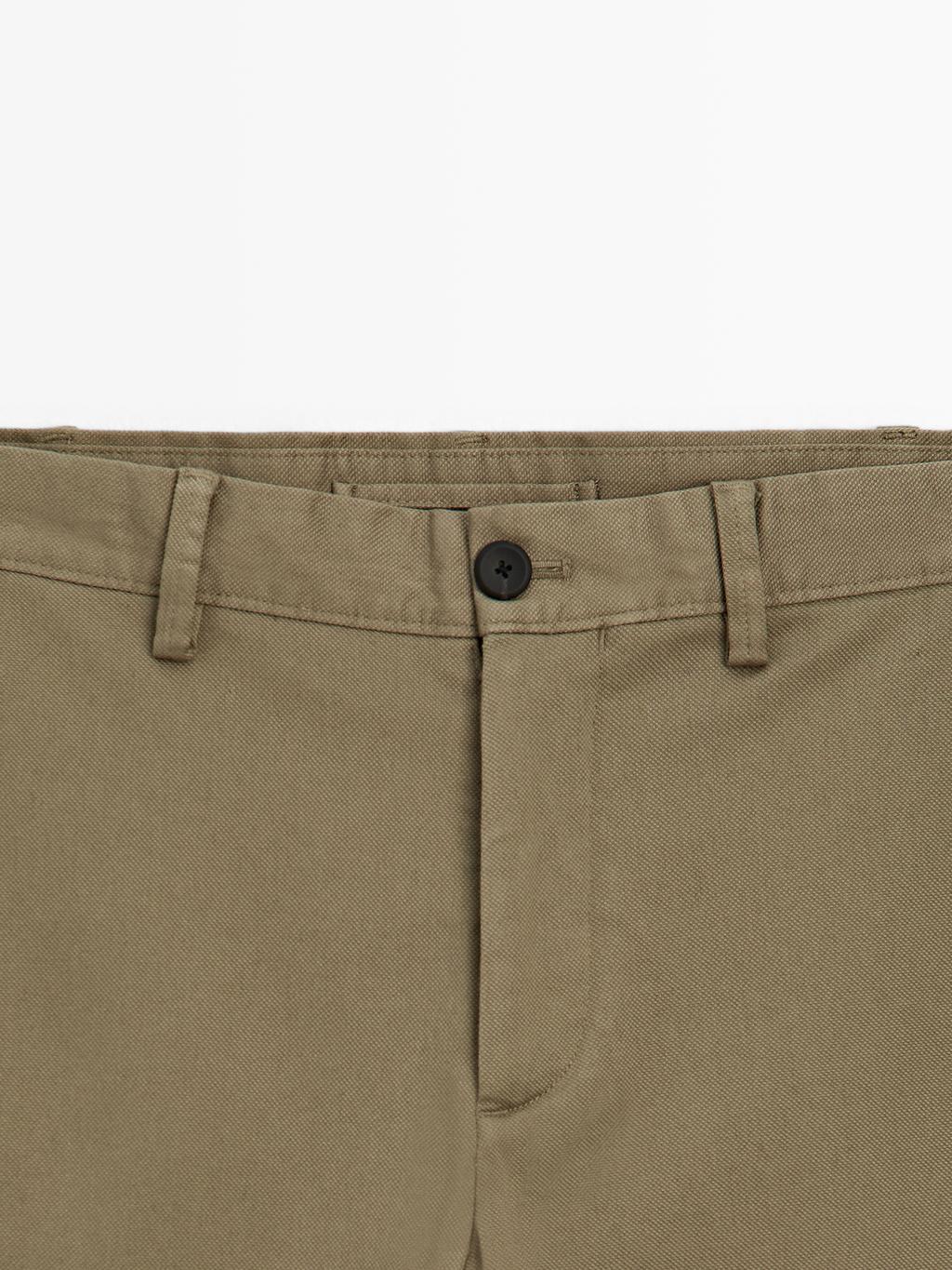 Slim fit textured trousers