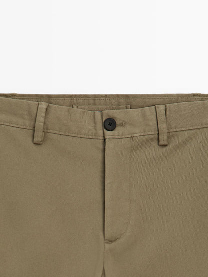 Slim fit textured trousers