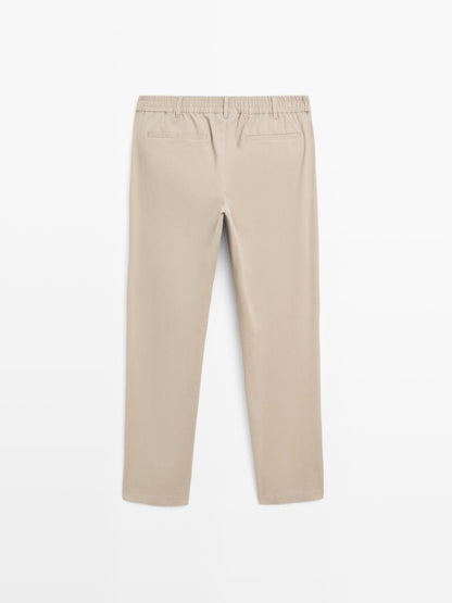 Cotton blend jogger fit trousers