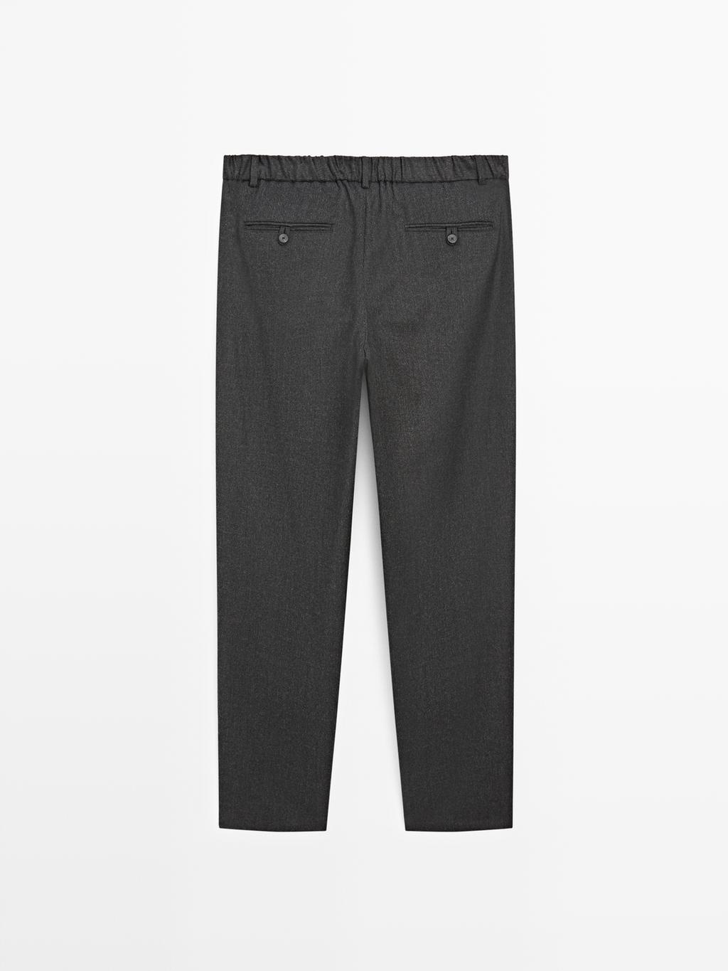 Straight-leg check texture trousers