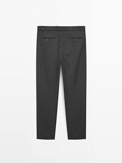 Straight-leg check texture trousers