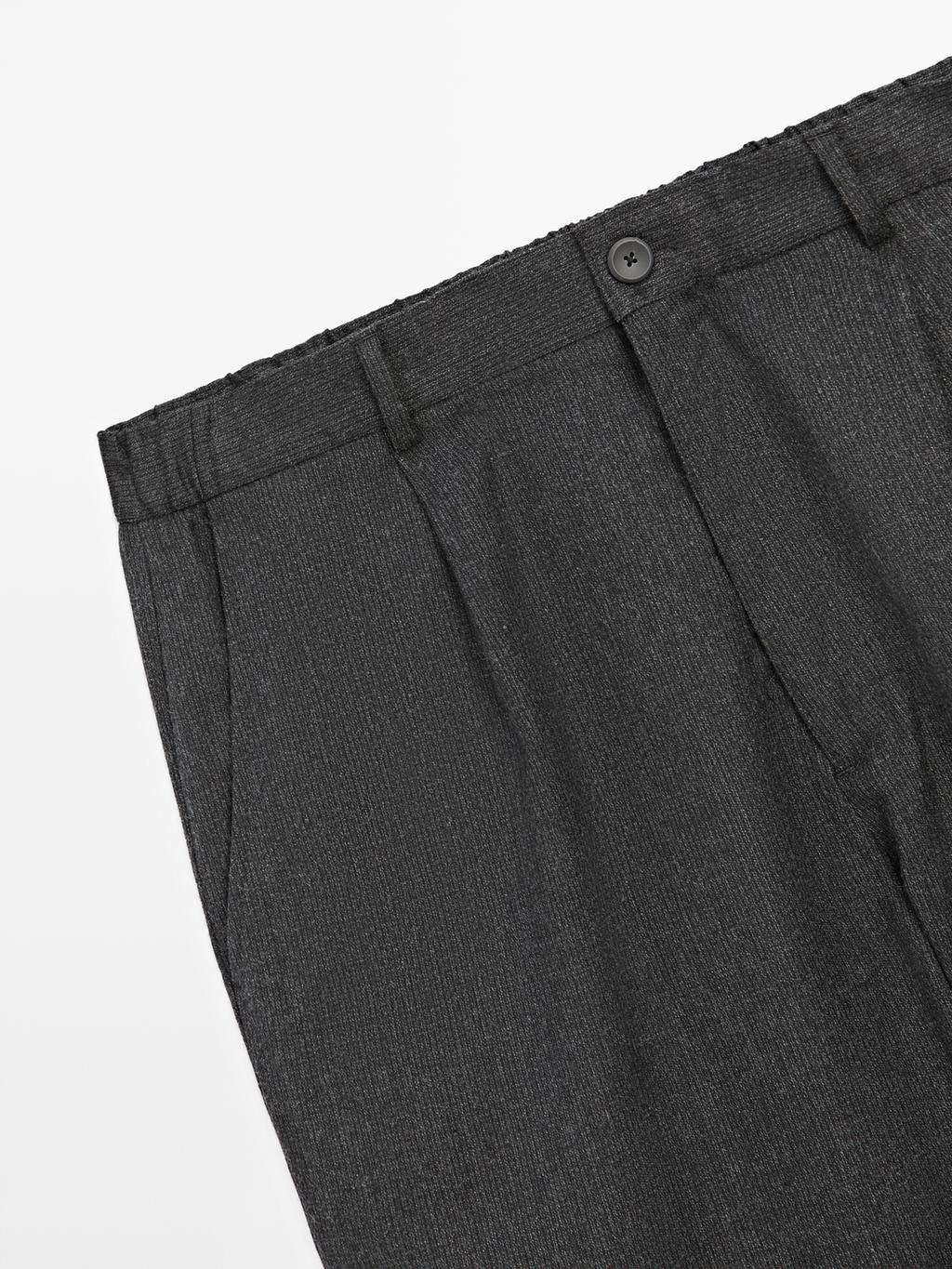 Straight-leg check texture trousers