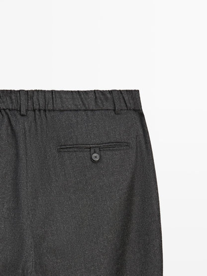Straight-leg check texture trousers