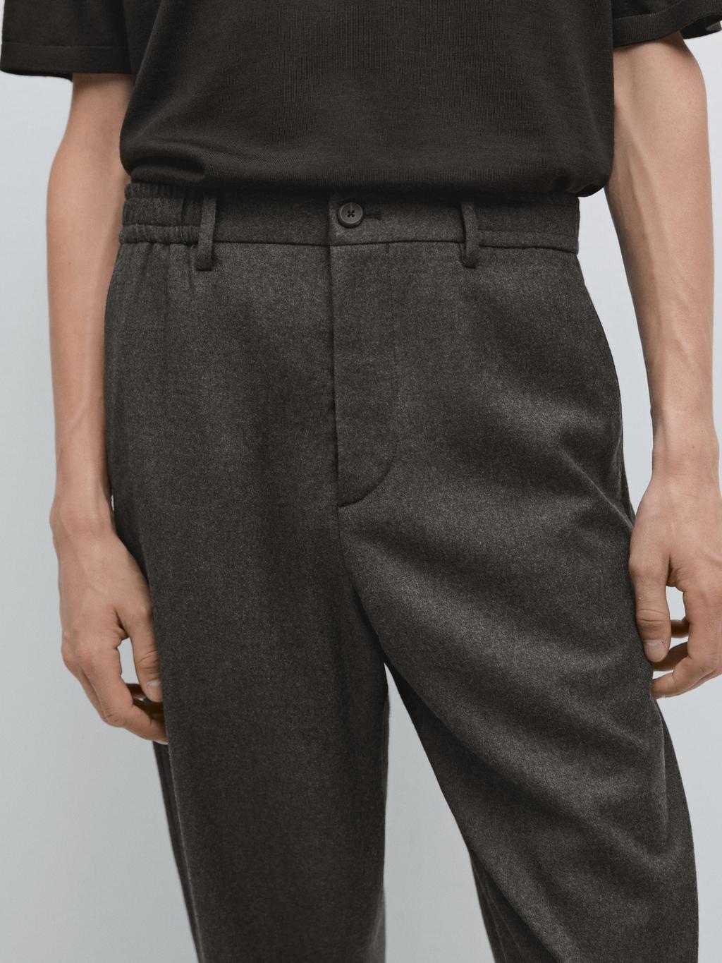 100% wool trousers with elasticated waistband