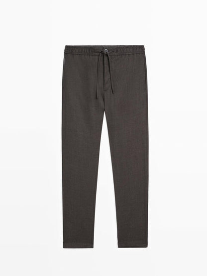 Houndstooth wool blend trousers