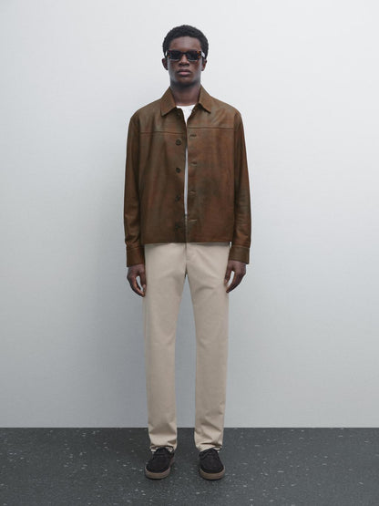 Slim fit textured trousers