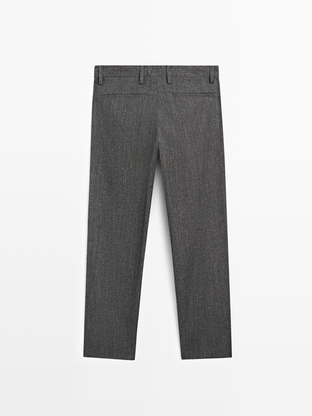 Straight-leg wool blend trousers