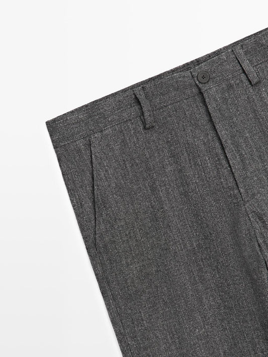 Straight-leg wool blend trousers