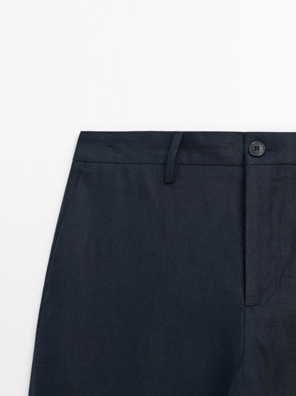 100% linen regular fit trousers