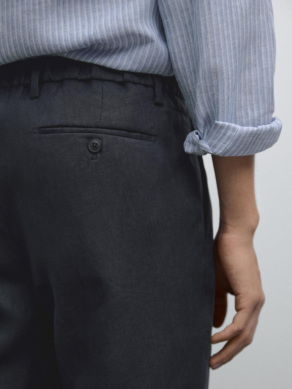 100% linen regular fit trousers