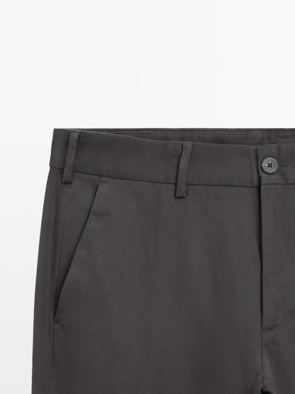 Slim fit twill trousers