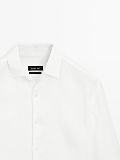 Slim fit linen blend shirt