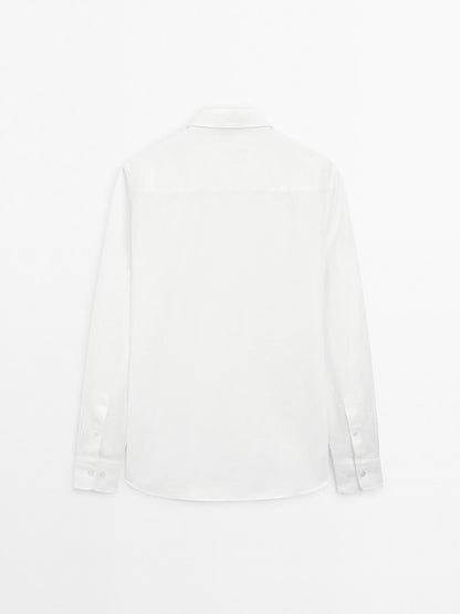 Slim fit linen blend shirt