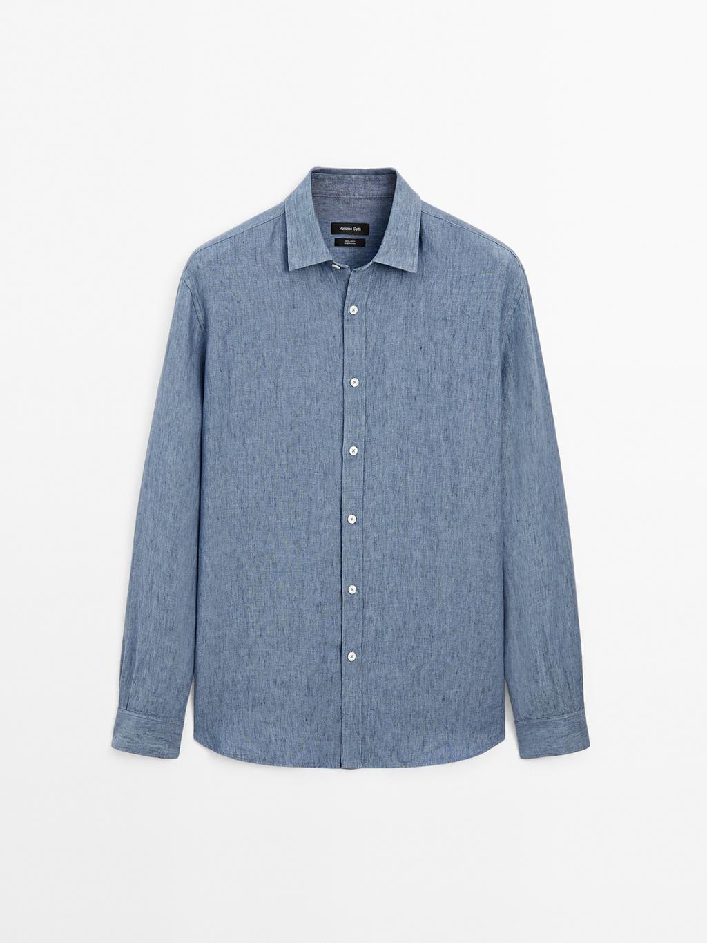 Regular fit faded linen shirt